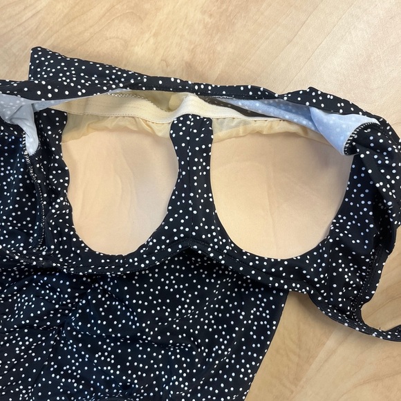LE COVE NWOT One Piece Black & White Polka Dot Modest Pin Up Style Size 10 - Picture 6 of 10